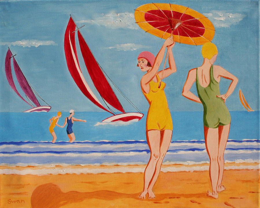Deco Beach Painting By Graham Swan