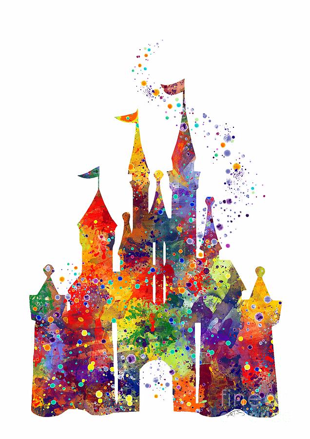 Disney Castle 6 Watercolor Print Digital Art by Svetla
