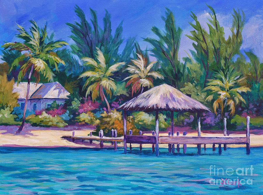 Dock Painting - Dock With Thatched Cabana by John Clark