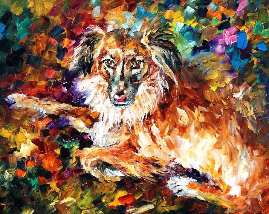 Dog 2 Palette Knife Oil Painting On Canvas By Leonid