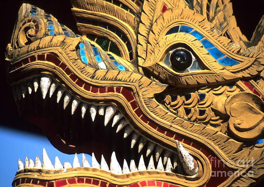 Dragon Like Naga Serpent At Wat Phra Singh Temple Chiang Mai Provinece
