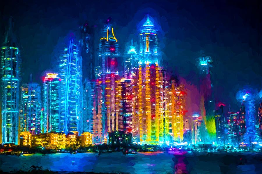 Dubai Skyline Painting by Theo Westlake