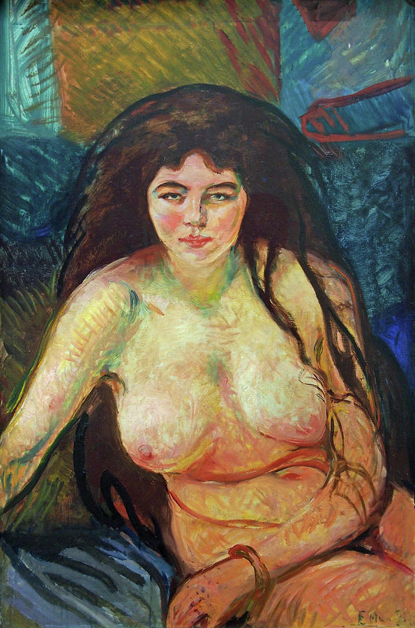 Female Nude The Beast Painting By Edvard Munch Pixels