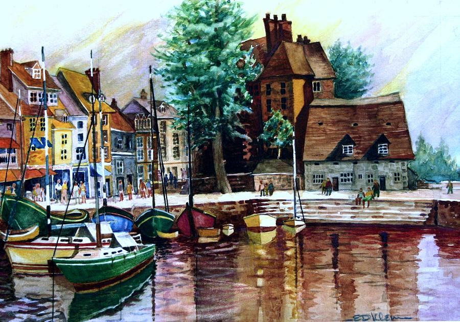 French Fishing Village Painting by Ed Klein
