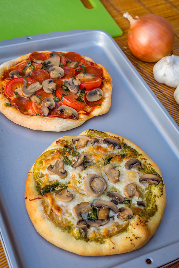 Freshly Baked Artisan Pizza With Fresh Produce And Cheese Photograph