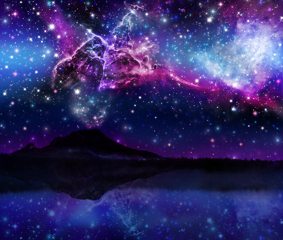 Galaxy Mountain Digital Art By Veronika Limonov