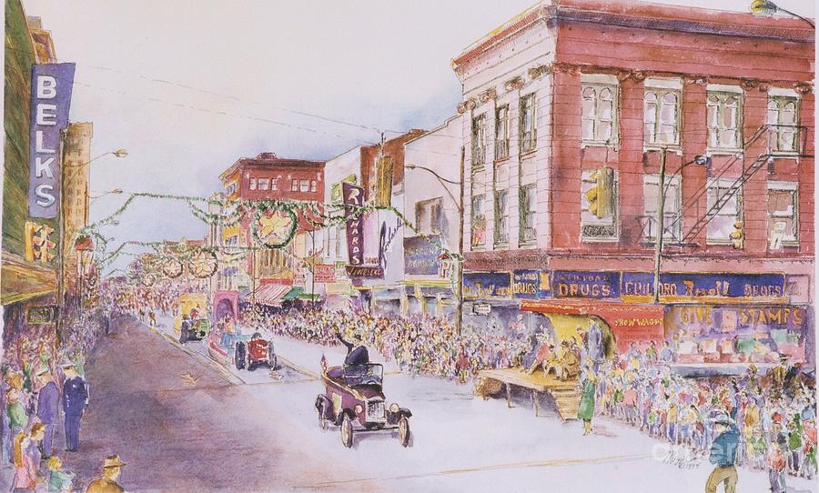 Greensboro Christmas Parade 1960 Painting by Maggie Clark