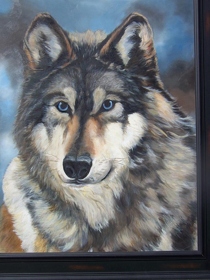 Grey Wolf Painting by Audrie Sumner