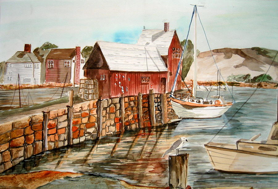 Harbor Scene New England Painting by K Hoover