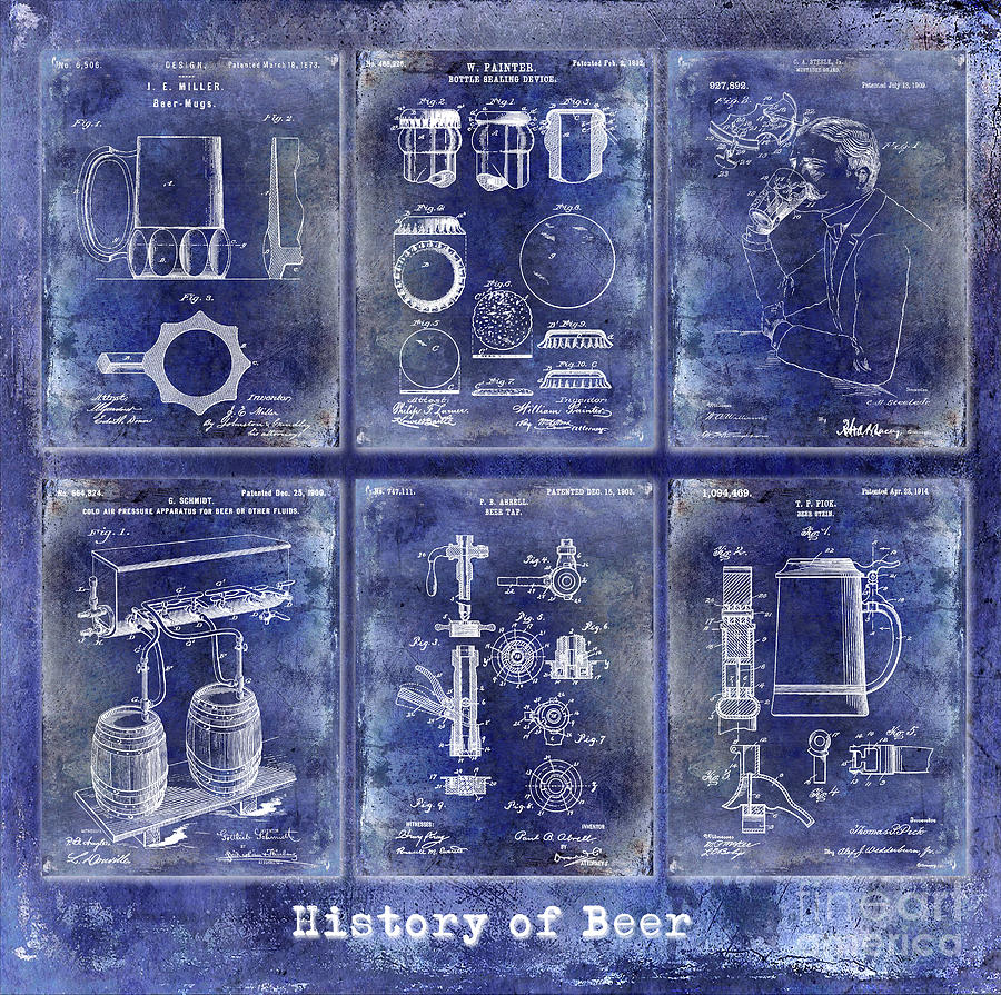 History Of Beer Patents Blue Photograph By Jon Neidert Pixels