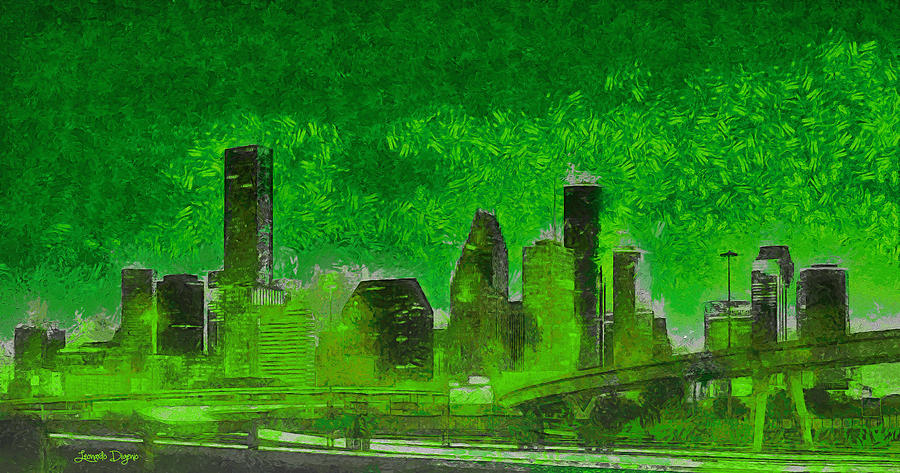 Houston Skyline 51 DA Digital Art By Leonardo Digenio Fine Art America