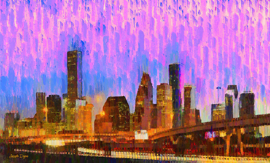 Houston Skyline 93 DA Digital Art By Leonardo Digenio Pixels