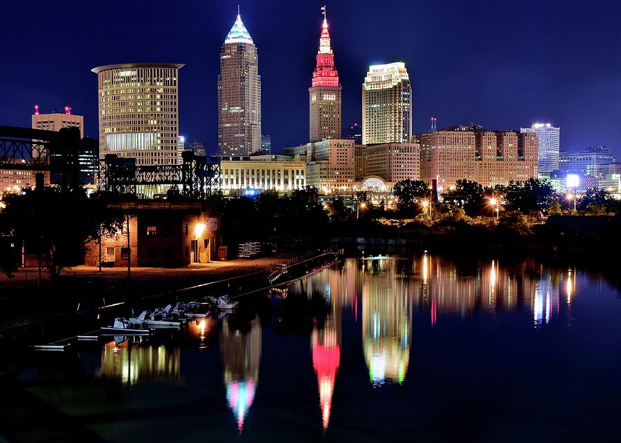 Iconic Night View Of Cleveland Photograph By Frozen In Time Fine Art