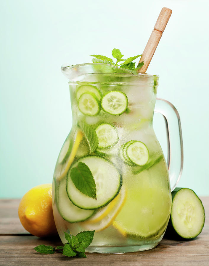 Infused Water With Cucumber Lemon Lime And Mint Photograph By Natalia