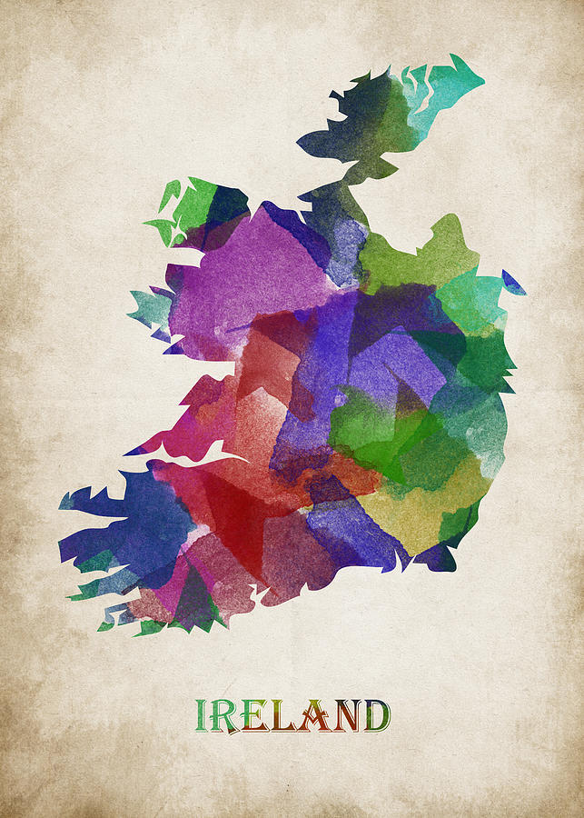 Ireland Watercolor Map Digital Art By Mihaela Pater Fine Art America