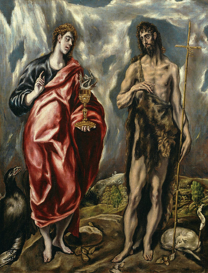 John The Baptist And Saint John The Evangelist Painting By El Greco