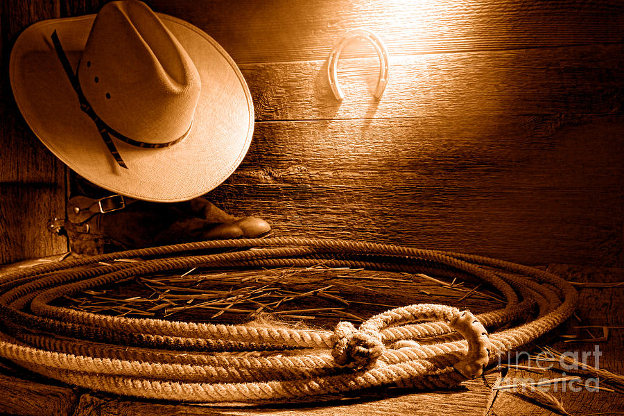 Lasso In Old Barn Sepia Photograph By Olivier Le Queinec Fine Art