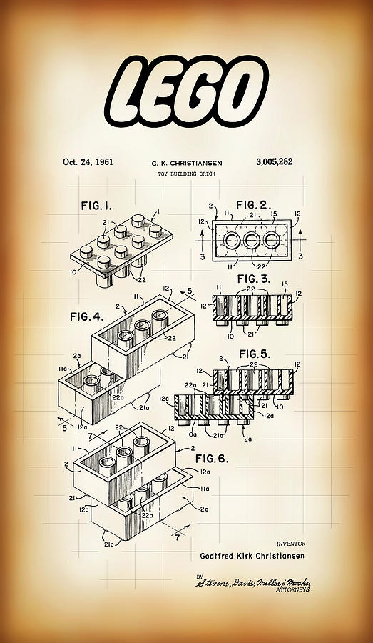 Lego Building Brick Patent Digital Art By Daniel Hagerman