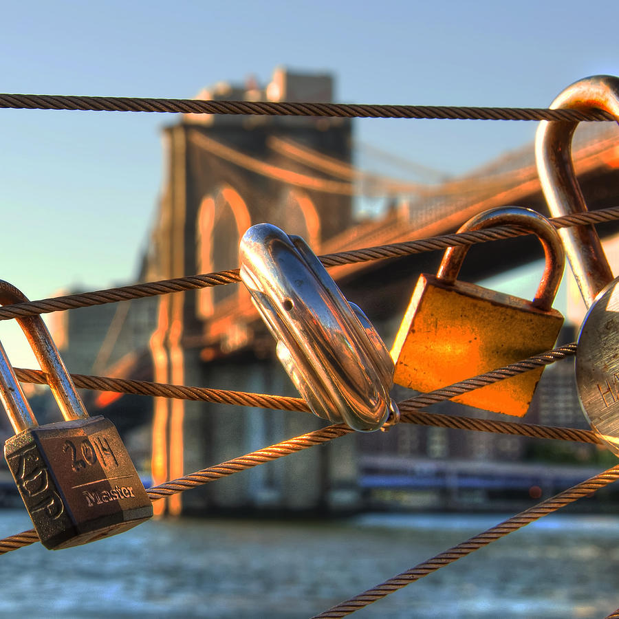 Love Locks Brooklyn Bridge New York City Photograph by Joann Vitali