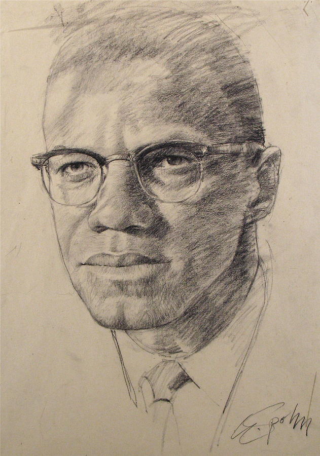 Malcolm X Drawing by Cliff Spohn