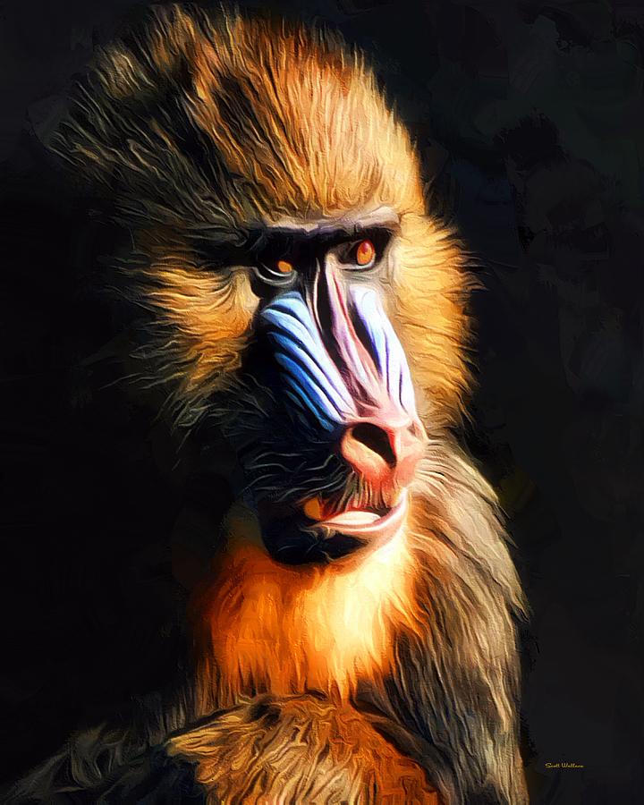 Mandrill Painting Digital Art by Scott Wallace