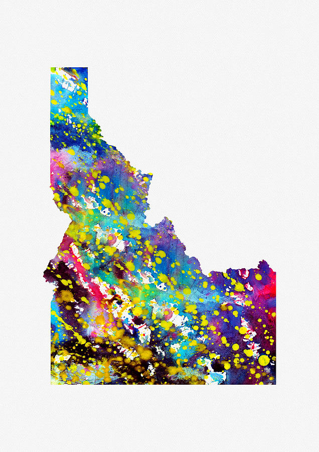 Map Of Idaho Colorful Digital Art By Erzebet S Fine Art America