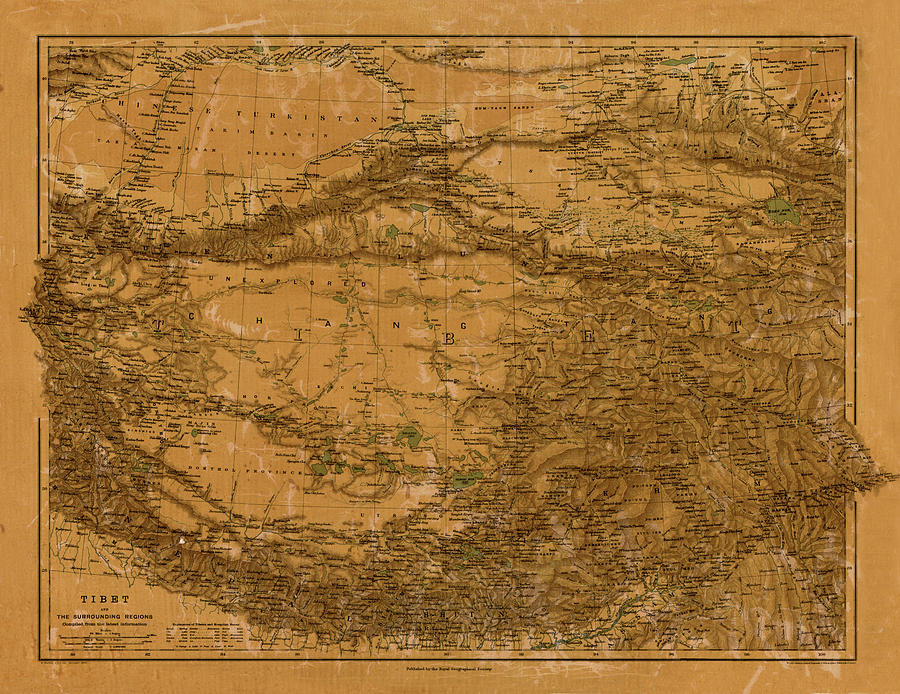 Map Of Tibet Photograph By Andrew Fare Pixels