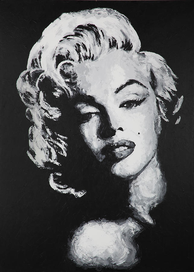 Marilyn Monroe Black And White Painting by Havi