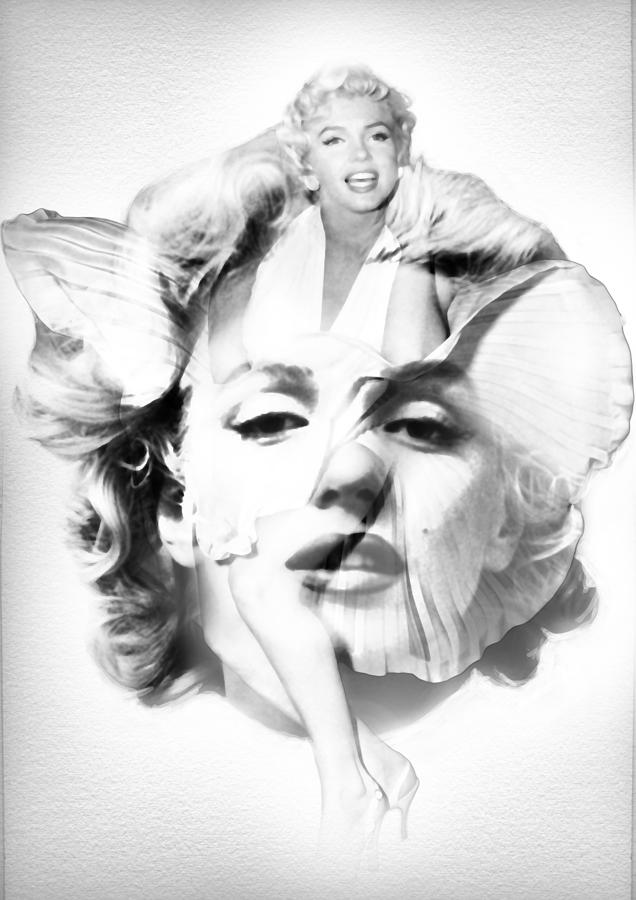 Marilyn Monroe Portrait In Black And White Painting by