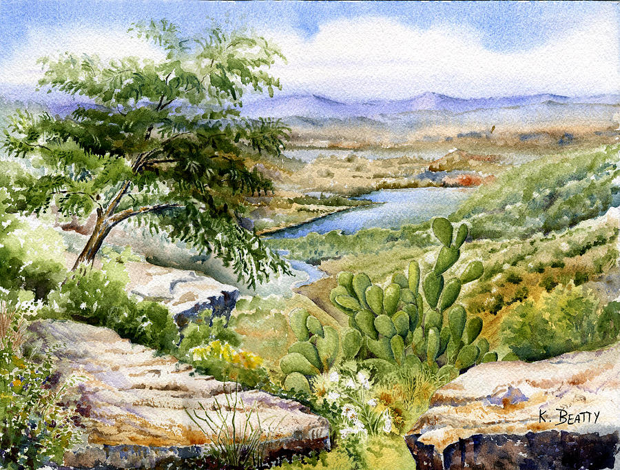 Mexican Landscape Watercolor Painting by Karla Beatty