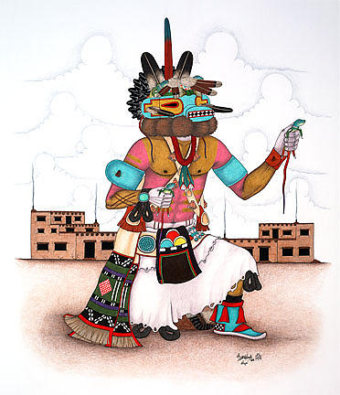 Monongya-lizard Kachina Mixed Media by Alfred Dawahoya
Hopi Drawings