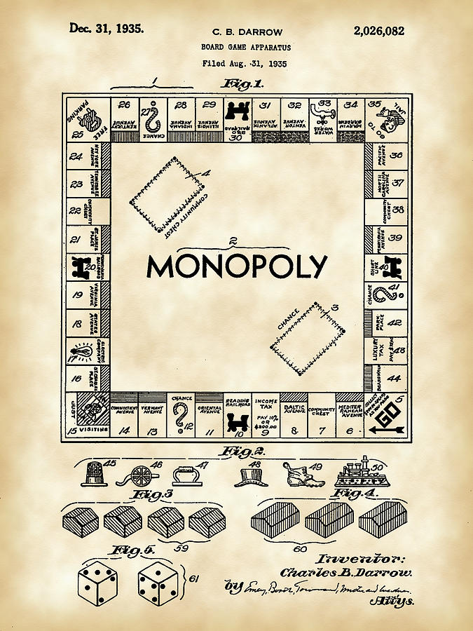 Monopoly Patent Vintage Digital Art By Stephen Younts Fine Art