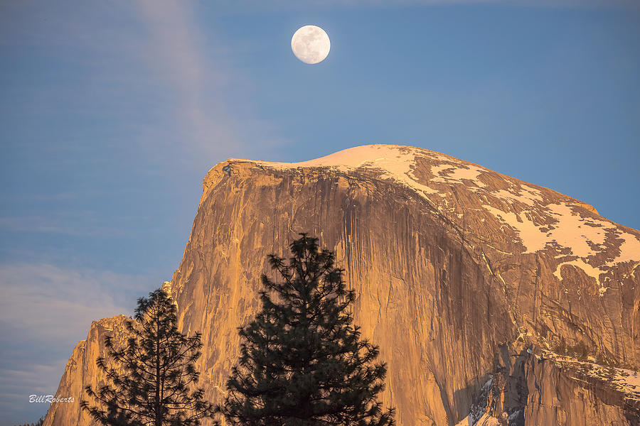 Moon Over Half Dome Photograph By Bill Roberts