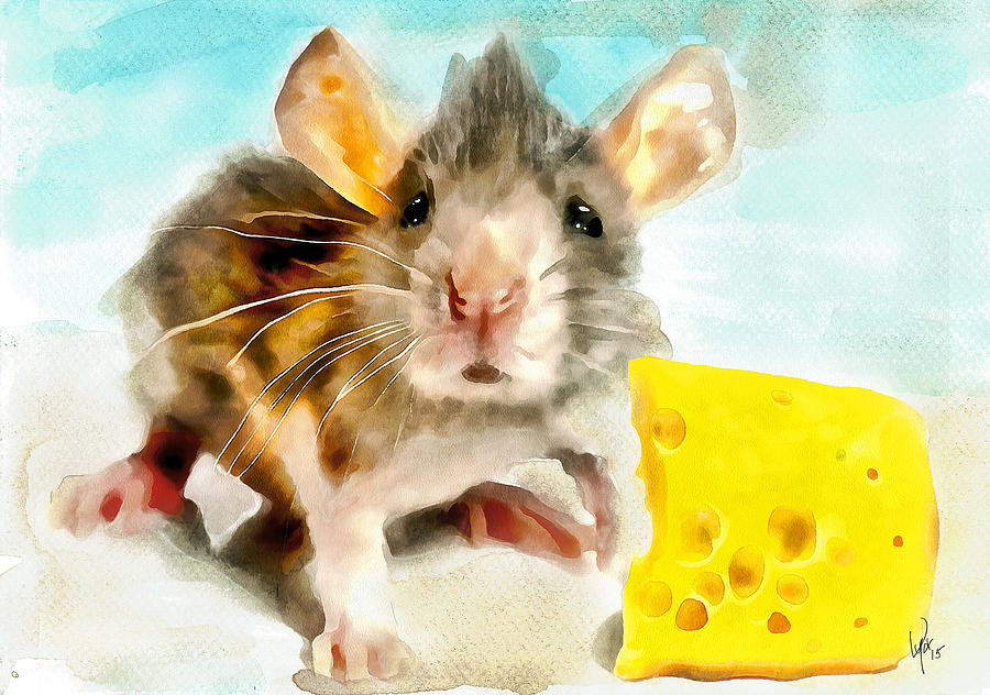 Mouse Watercolor Painting ' Say Cheese ' Animal Painting Nursery Wall