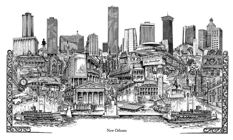 New Orleans Drawing by Dennis Bivens