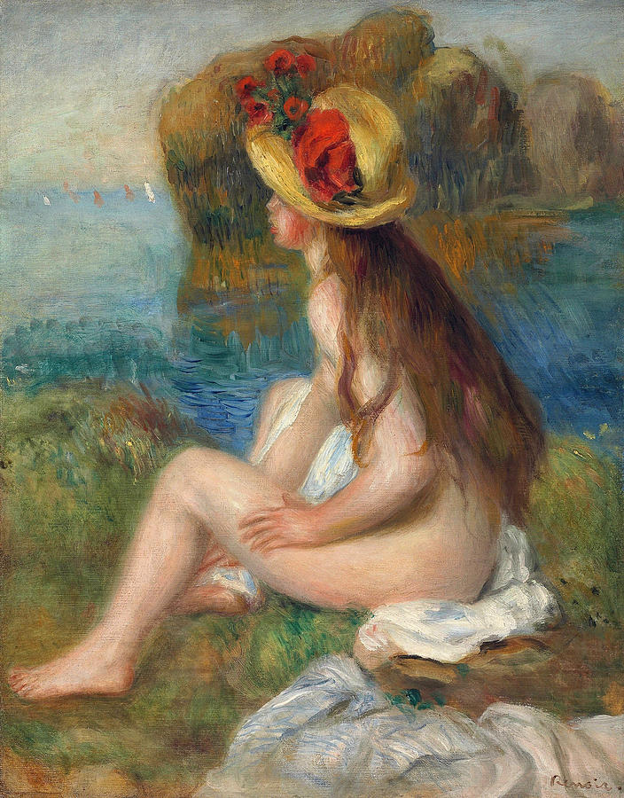 Nude In A Straw Hat Painting By Auguste Renoir Fine Art America