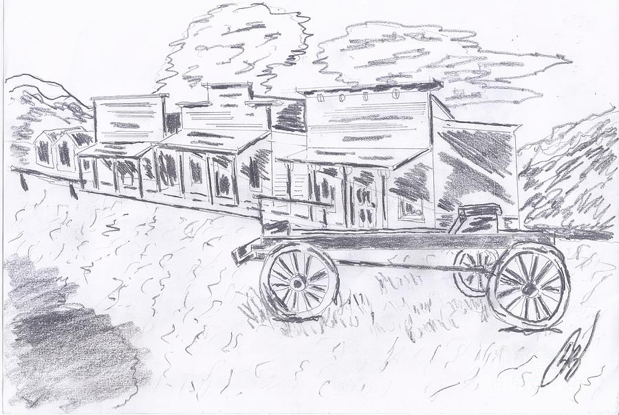 Old Western Ghost Town Drawing by David G Boggs