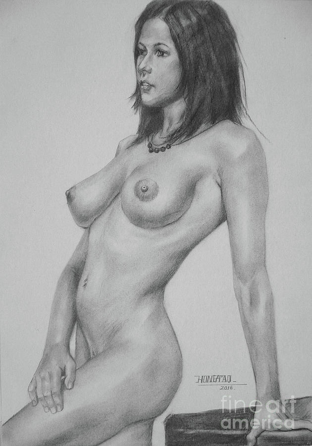 Nudist Drawing - Original Charcoal Drawing Art Female Nude Girl Sexy On Paper Drawing By  Hongtao HuangSexiezPix Web Porn