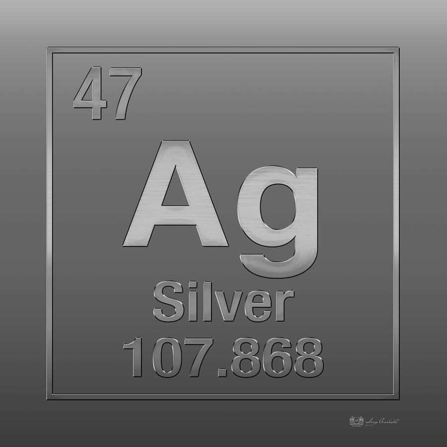 Periodic Table Of Elements Silver Ag Silver On Silver Digital Art 