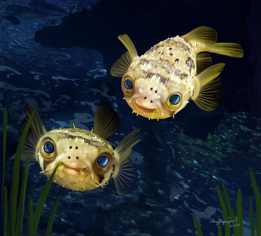 Porcupine Puffer Digital Art by Thanh Thuy Nguyen