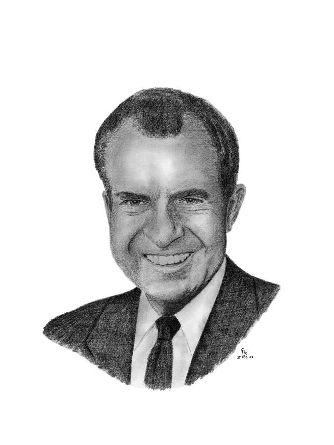 President Richard Nixon Drawing by Charles Vogan