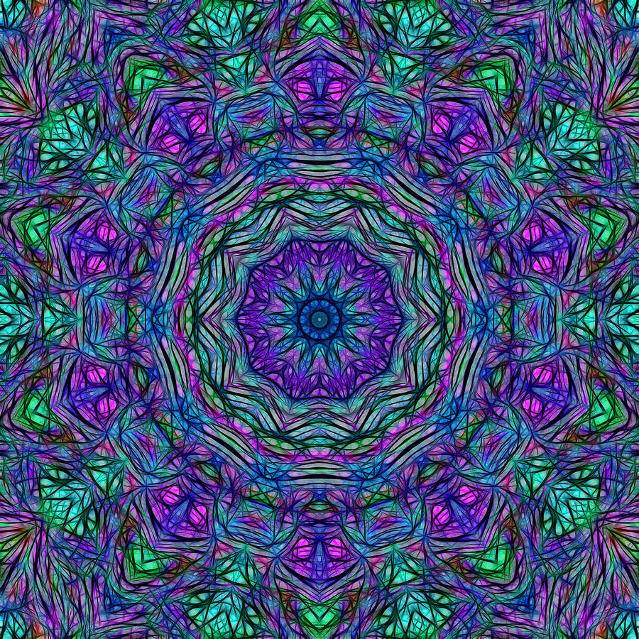 Purple Green Kaleidoscope Digital Art By Cindy Boyd