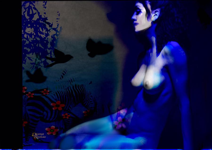 Cobalt Blue Nude With Zebras Digital Art By Serenity Studio Art Fine