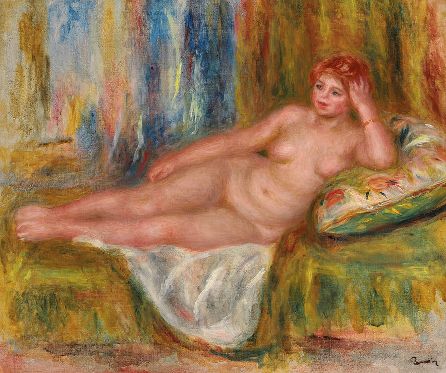 Reclining Female Nude Painting By Pierre Auguste Renoir Pixels