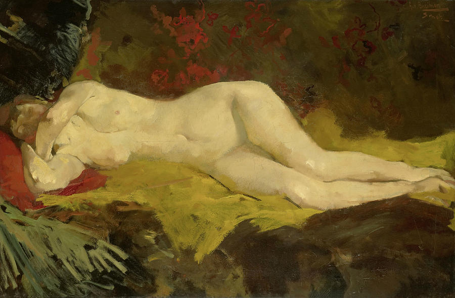 Reclining Nude Circa 1888 Painting By George Hendrik Breitner Pixels