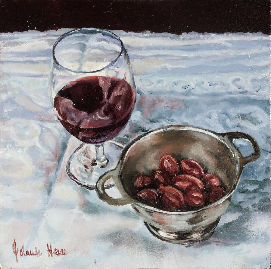 Red Wine And Olives Painting By Jolante Hesse