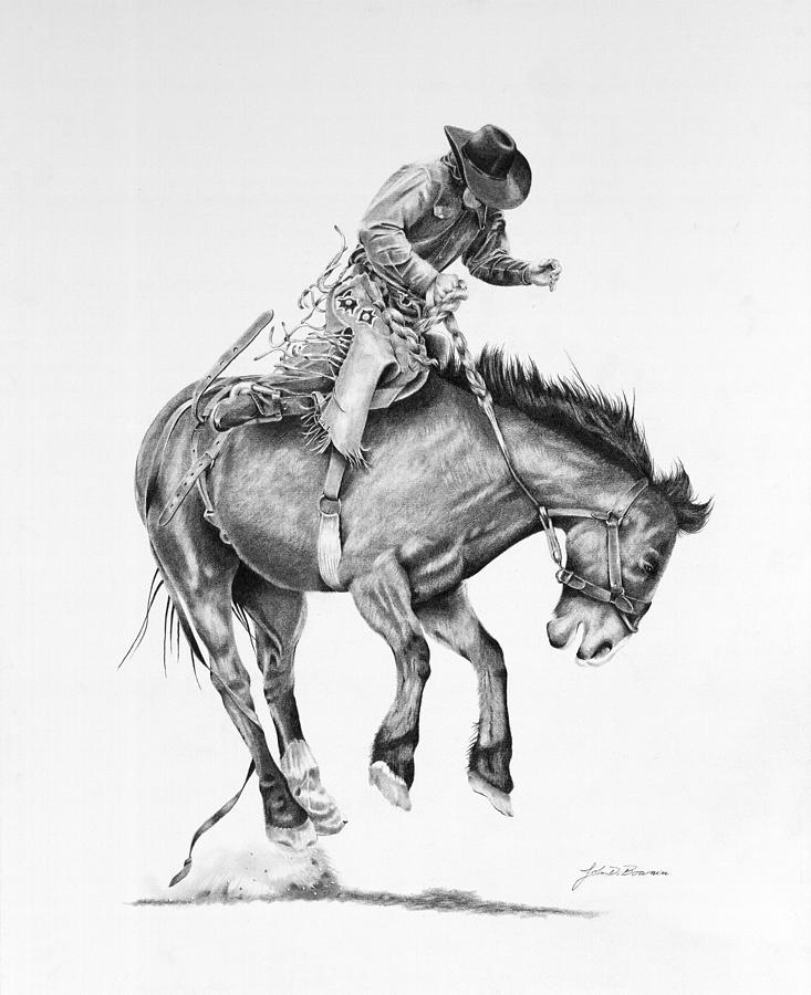 Rodeo Bronco Rider Drawing by John Bowman