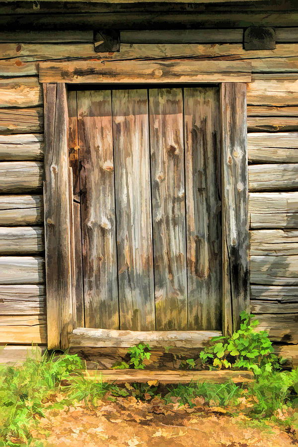 Rustic Wooden Door At Old World Wisconsin Painting by Christopher Arndt