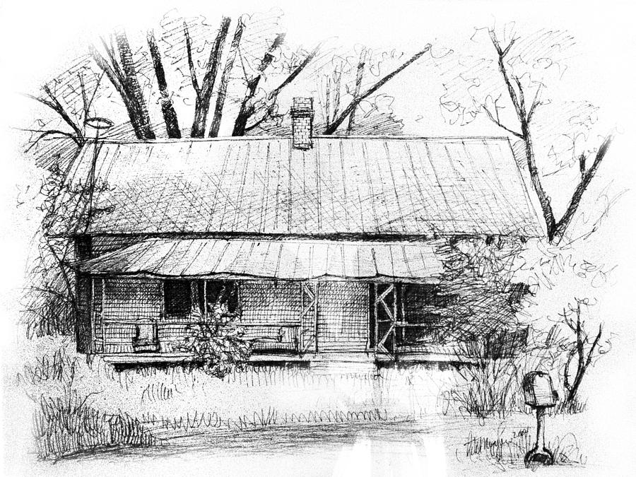 Sandersville Road Farmhouse Drawing by Peter Muzyka