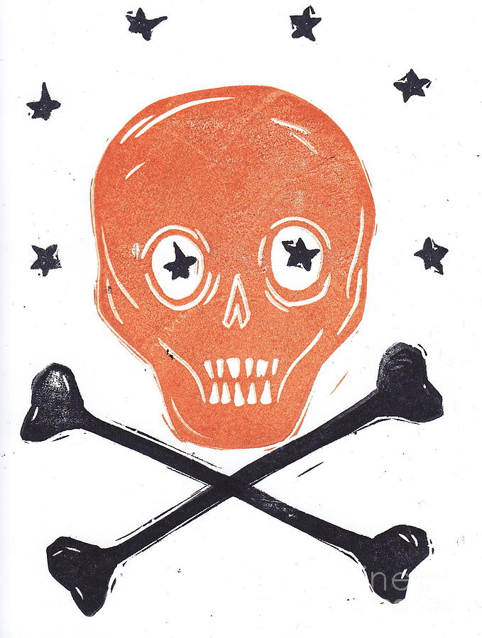 Skull And Cross Bones Halloween Crest Mixed Media By Coralette Damme